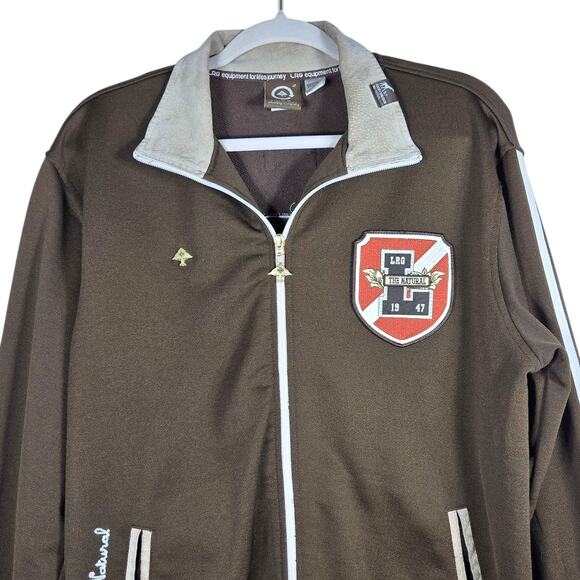 LRG Killa Cambridge Track Jacket Mens Medium Brown Suede Elbow Patches Varsity - Picture 4 of 12